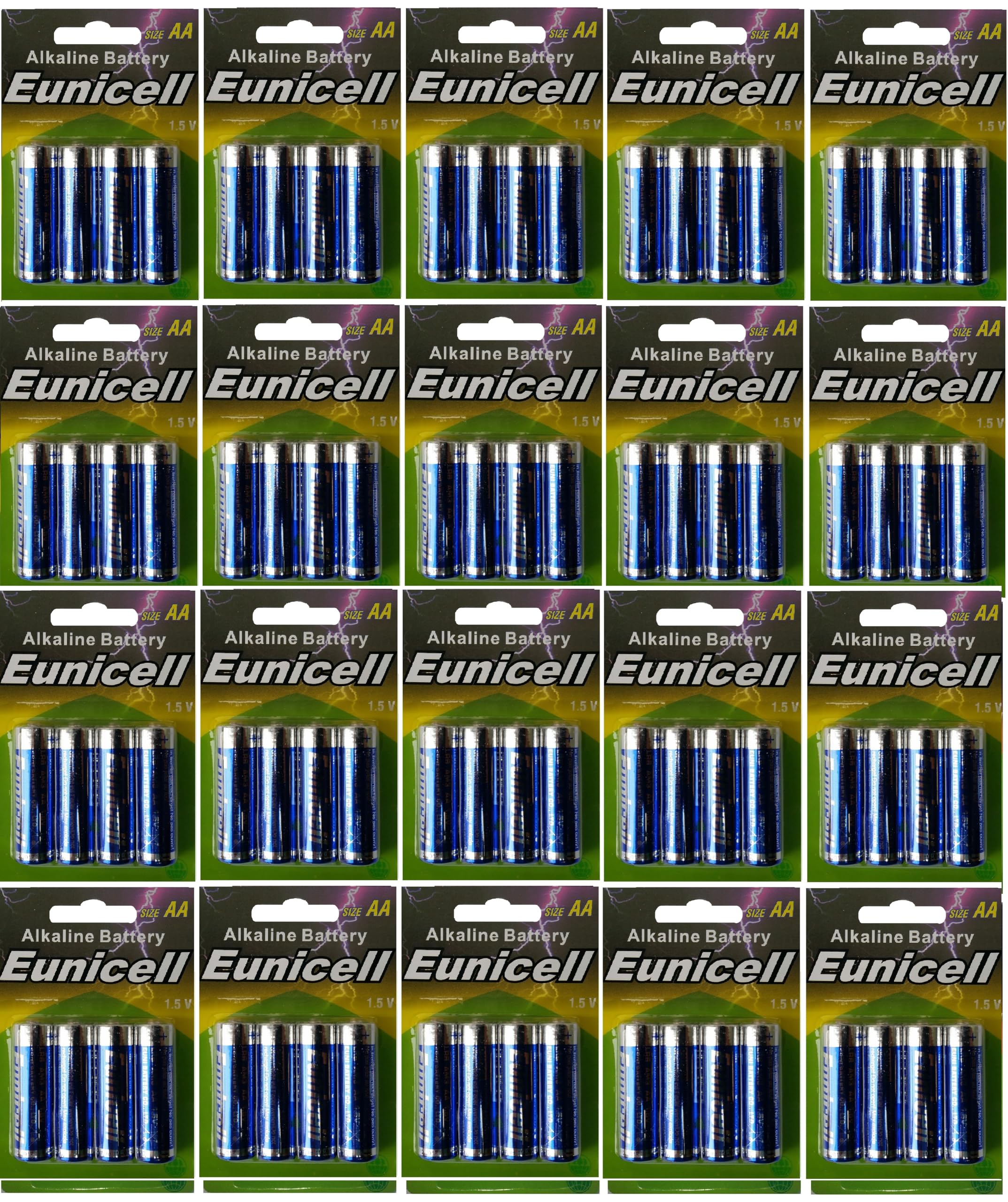 Eunicell Lot de 80 Piles AA LR6 (20 Paquets de 4 Piles)