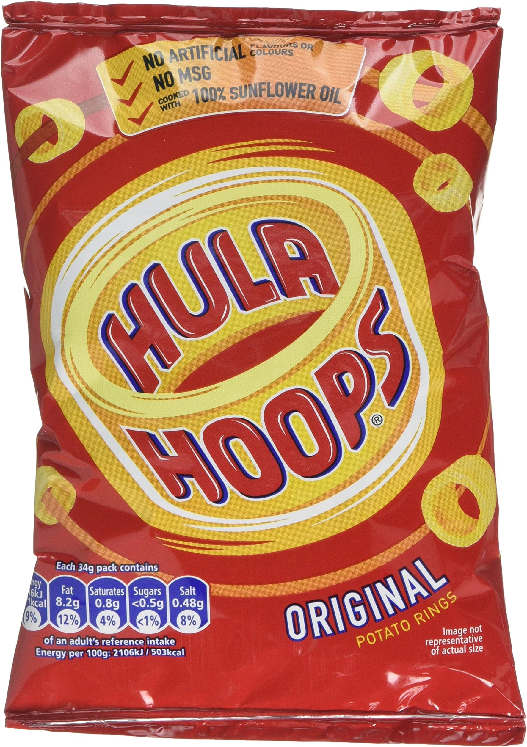 Hula Hoops Original Potato Rings 34 g (Pack of 48)