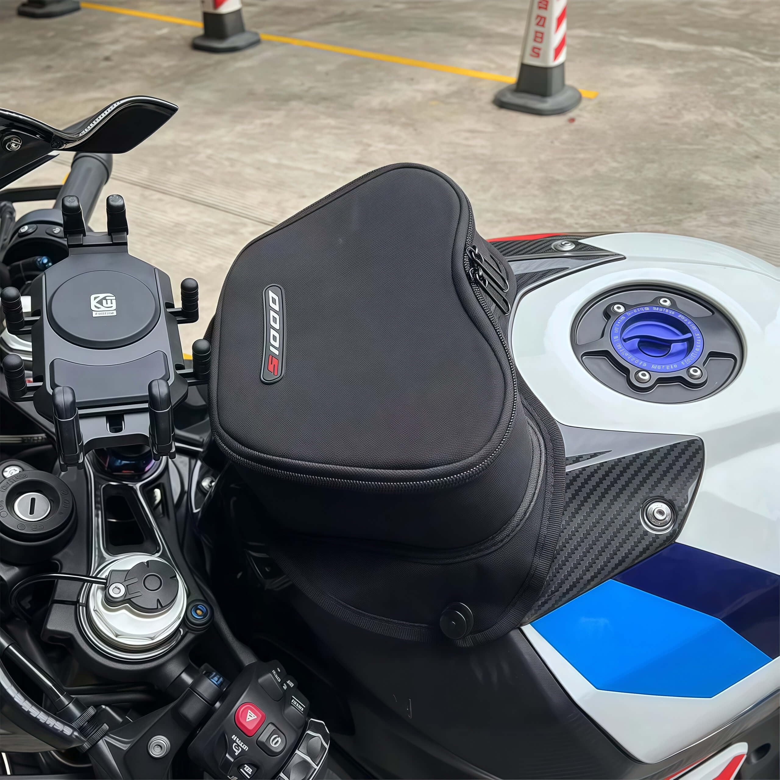 Neue Schwarze Nylon-Tanktasche für BMW S1000R und S1000RR 2020–2024, Wasserdicht, mit Schnellverschluss, Motorradzubehör