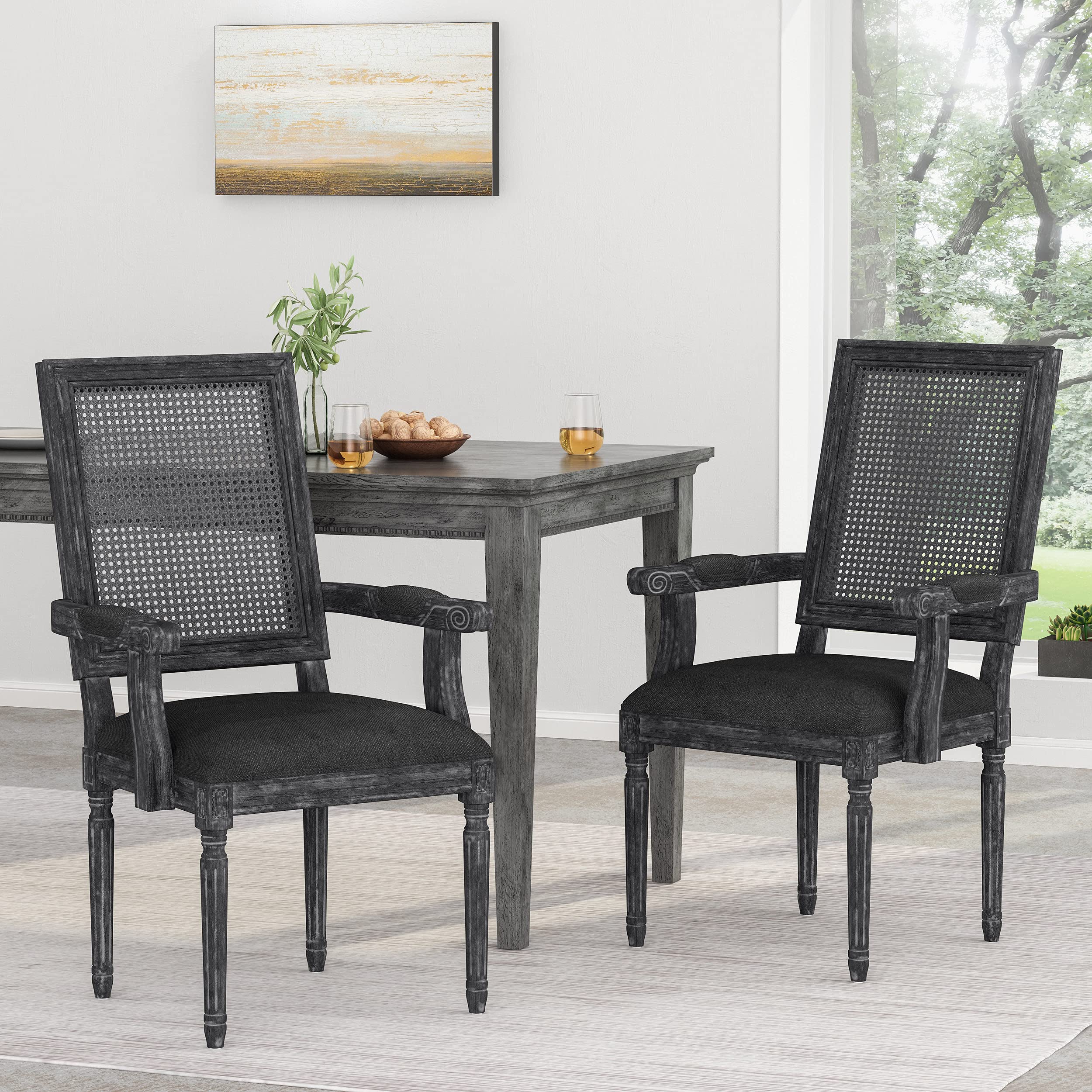 Christopher Knight Home Maria DINING CHAIR SETS, Wood, Black + Gray