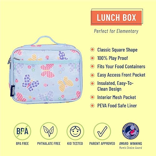 Miniatura 4 de Wildkin Paquete de mochila para niños de 15 pulgadas con bolsa de almuerzo (jardín de mariposas)