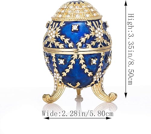 Miniatura 4 de QIFU Pintado a mano esmaltado estilo huevo Faberge decorativo esmalte baratija caja con bisagras regalo único para la decoración del hogar