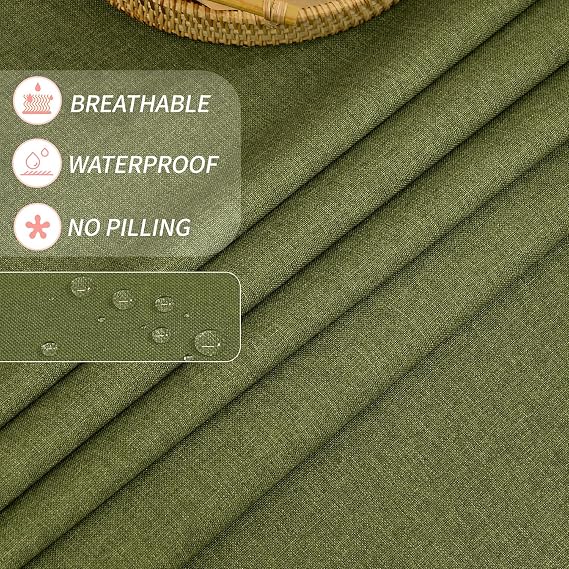 Rectangle Tablecloth 95x55 Inch Waterproof Faux Linen Table Cloth Wrinkle and Stain Resistant Washable Table Cover for Graduation Dining Kitchen Party Farmhouse Outdoor Indoor, Olive Green