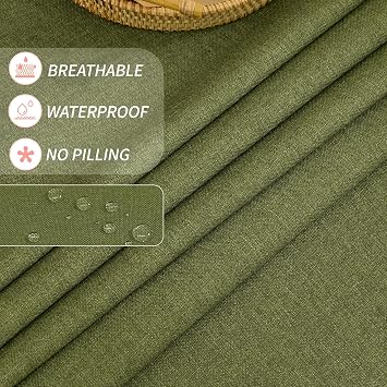 Rectangle Tablecloth 95x55 Inch Waterproof Faux Linen Table Cloth Wrinkle and Stain Resistant Washable Table Cover for Graduation Dining Kitchen Party Farmhouse Outdoor Indoor, Olive Green