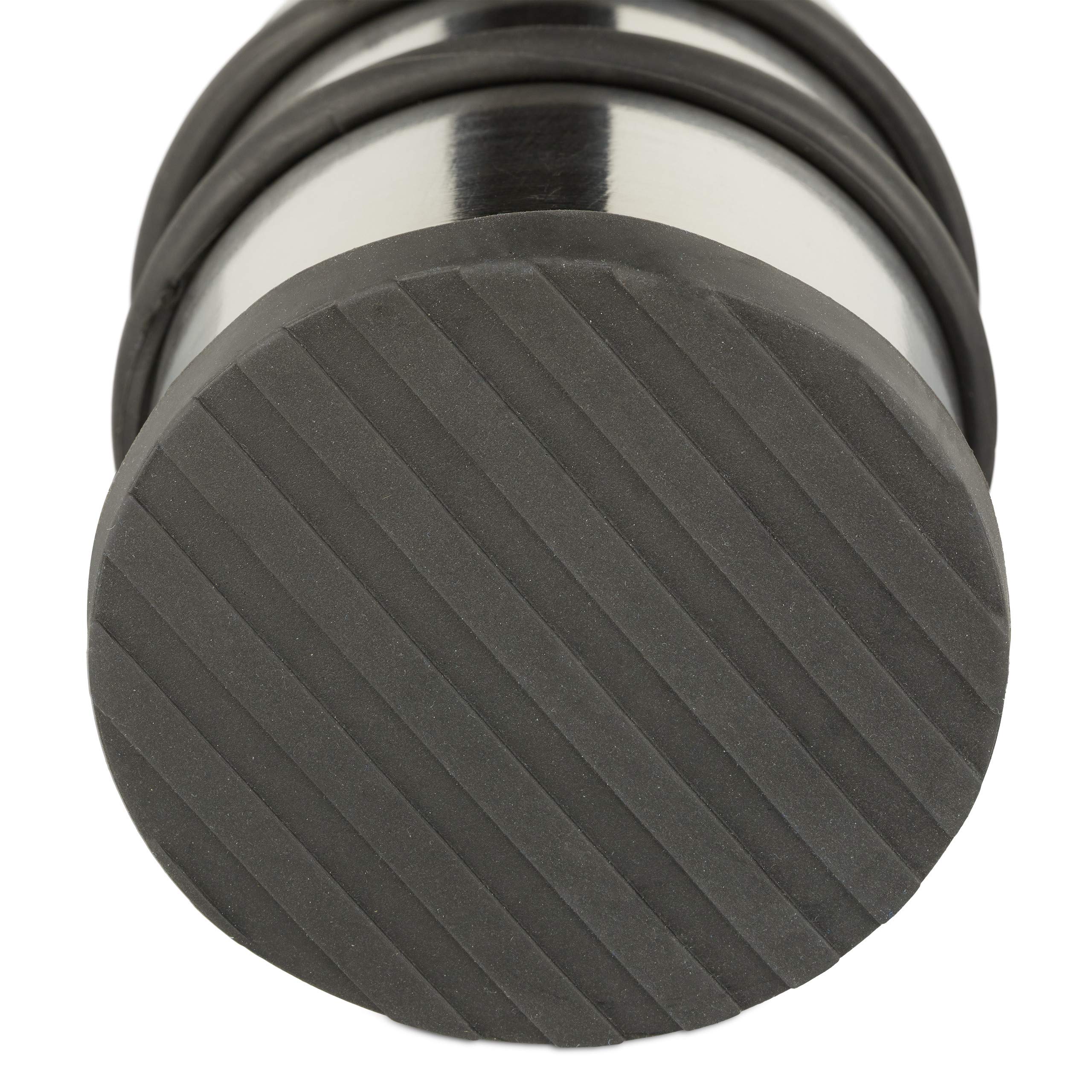 4x Fermaporta con Manico, Blocca Porta e Finestra, Rotondo e Alto, da Interno, Acciaio e Gomme, ∅ 7 cm, Argento
