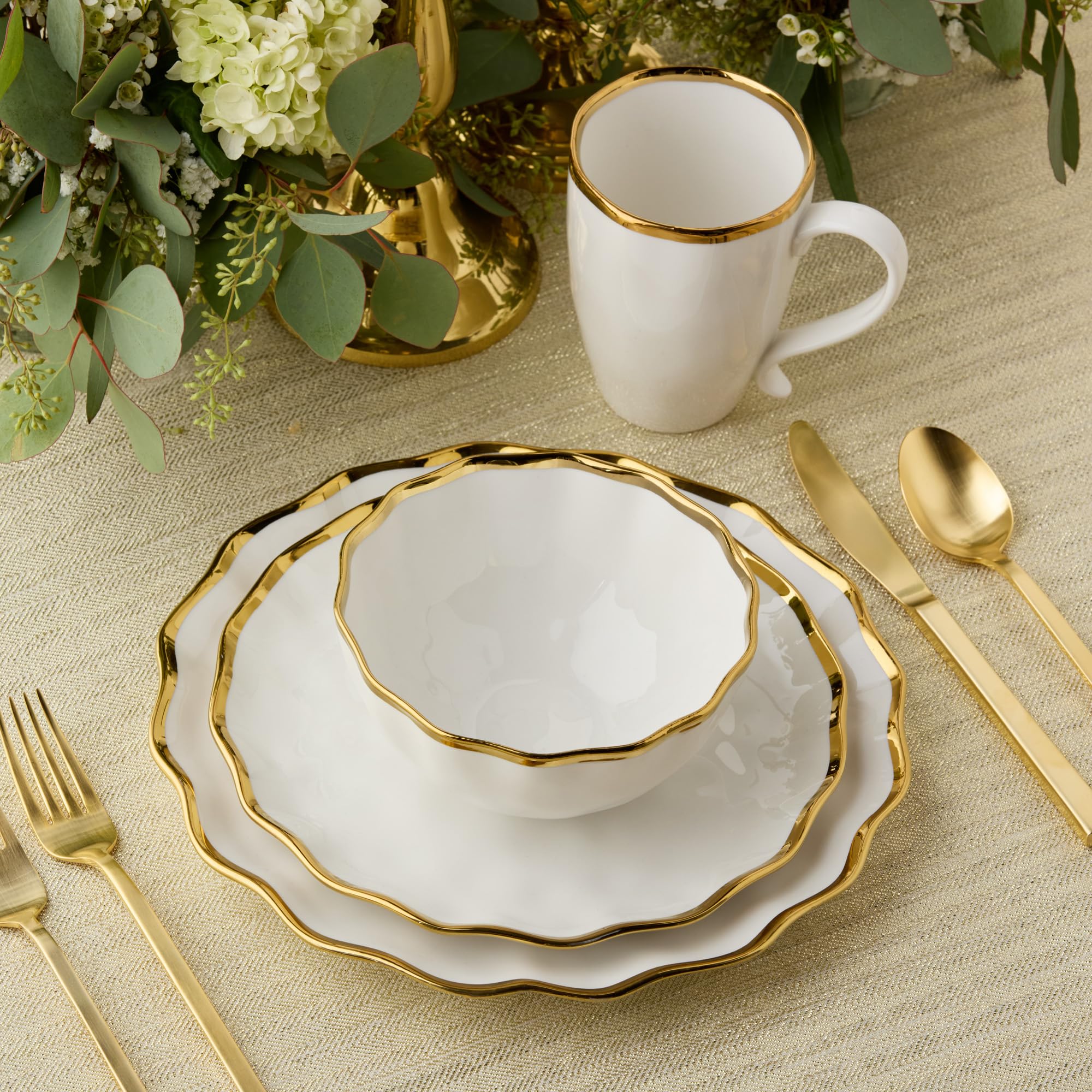 Amazon.com | Regency Gold 16-Piece Dinnerware Set – Elegant Gold