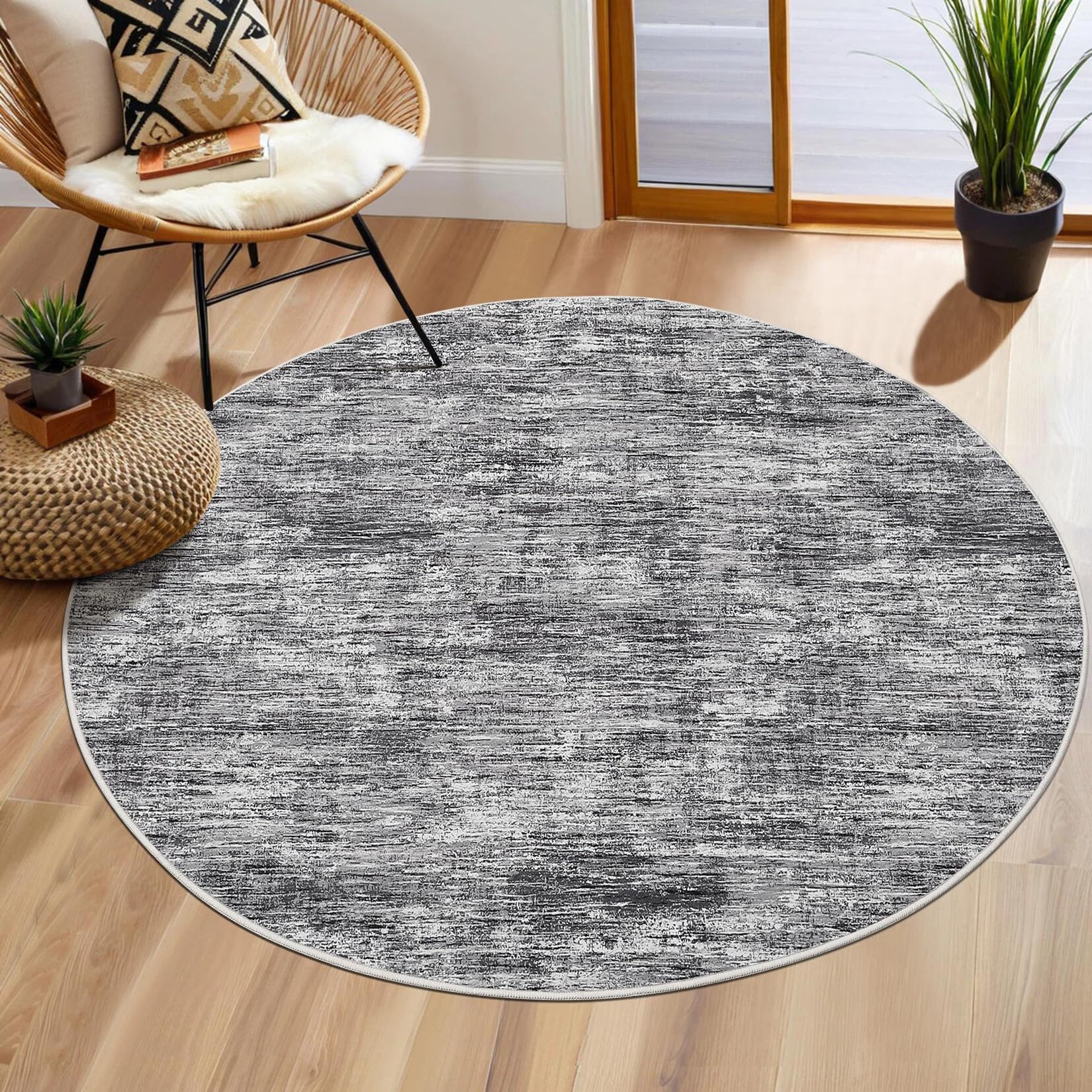 Tapis rond solide gris fini les sols froids et glissants du bureau