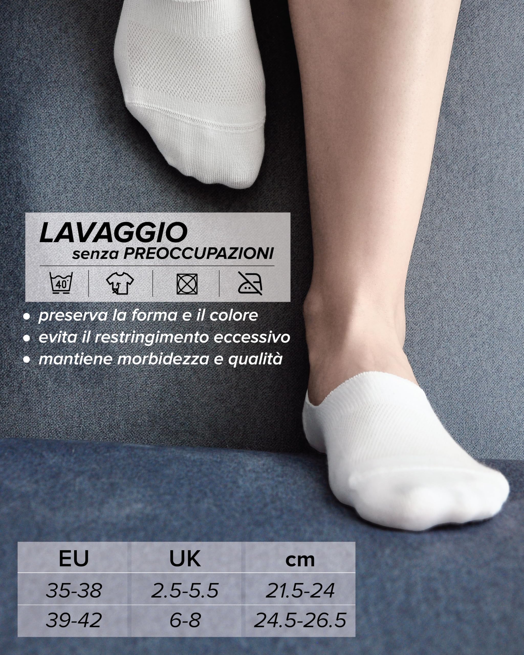 vitsocks Calzini Invisibili Fantasmini Traspiranti Donna (4 PAIA) 98% Cotone Morbido