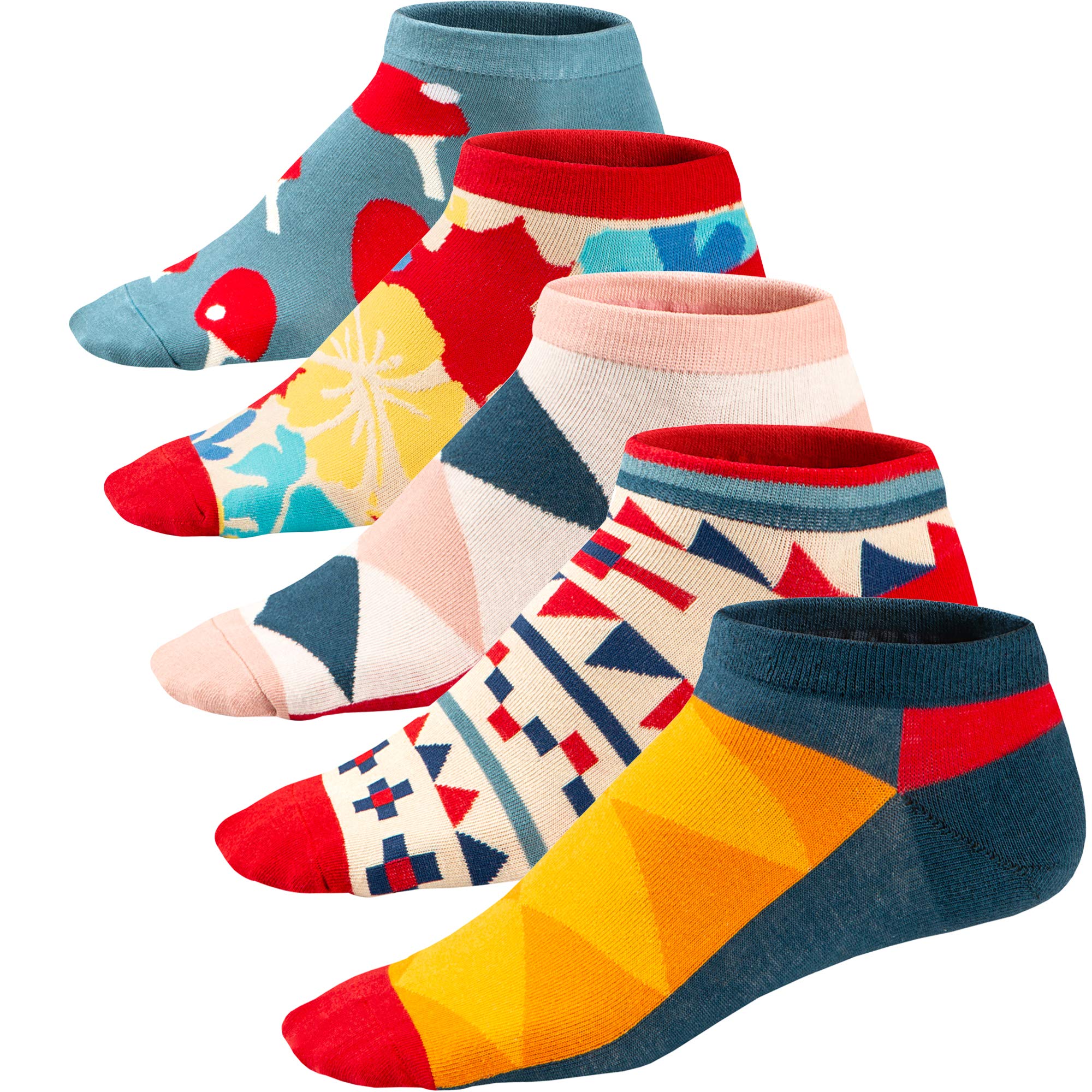 Ueither Men's Color 1 Low Cut Colorful Dress Socks Funky Ankle Socks 6.5-11.5 (Color 1)