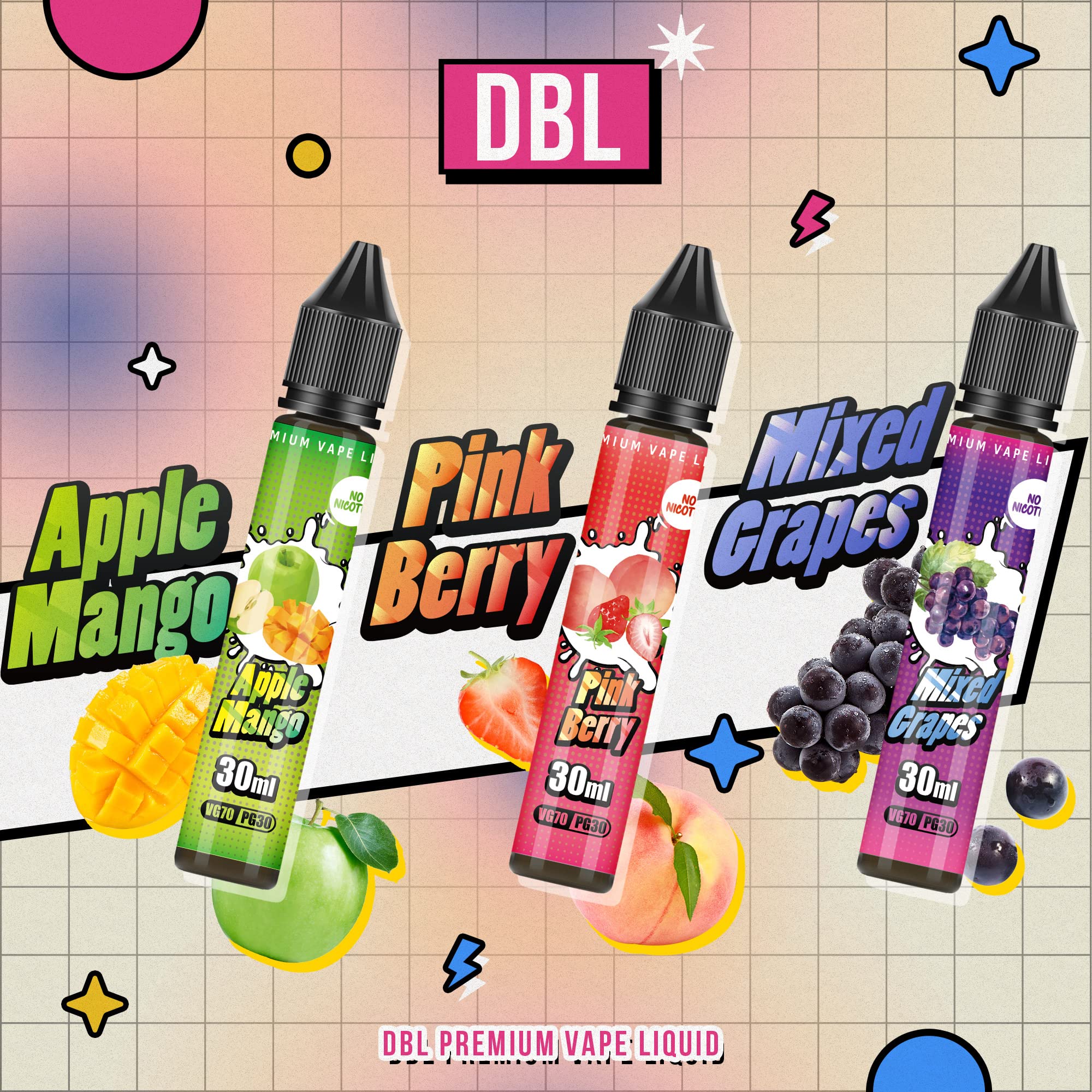 DBL E liquide, 5x30ml Vape liquide Sans Nicotine Ni Tabac, E-liquide arme  fruit pour les e-cigarettes de Vape et les kits de dmarrage : Amazon.fr:  High-Tech