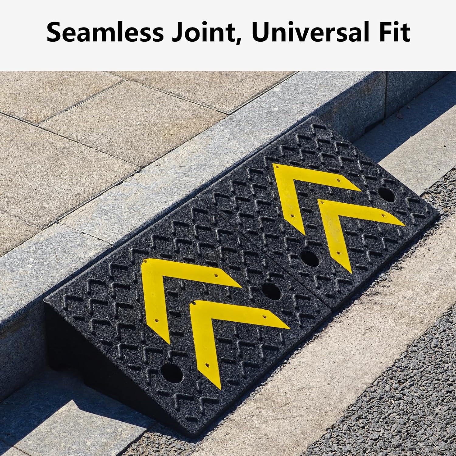 Rubber Curb Ramp, 6" Rise Height 2 Pack, Heavy-Duty 11000 lbs/5 T Capacity Threshold Ramps for Sidewalks, 17.13" L x 13" W Driveway Curb ramps with Deepened Anti-Slip Texture for Cars