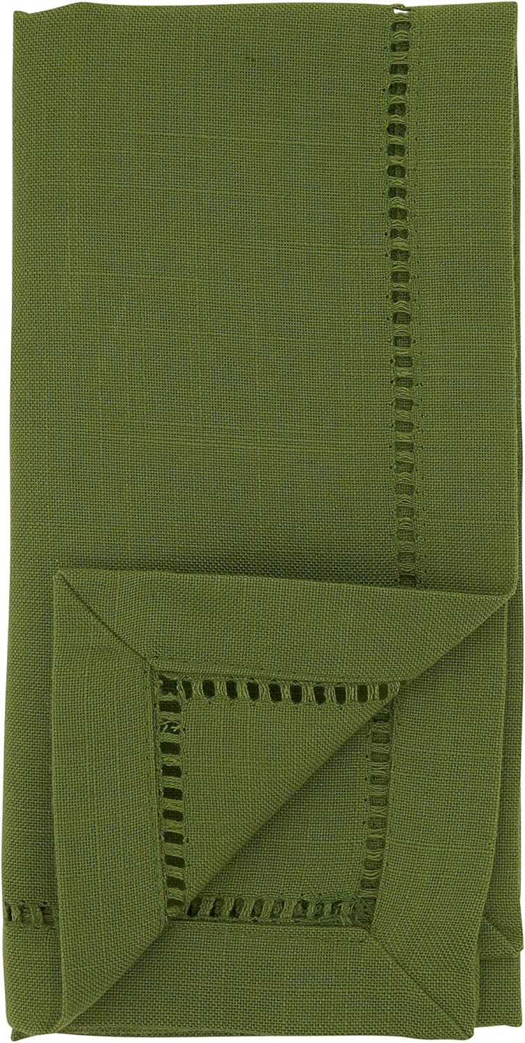 Saro Lifestyle Dinner Napkin with Hemstitched Border (Set of 12), Kiwi, 20"