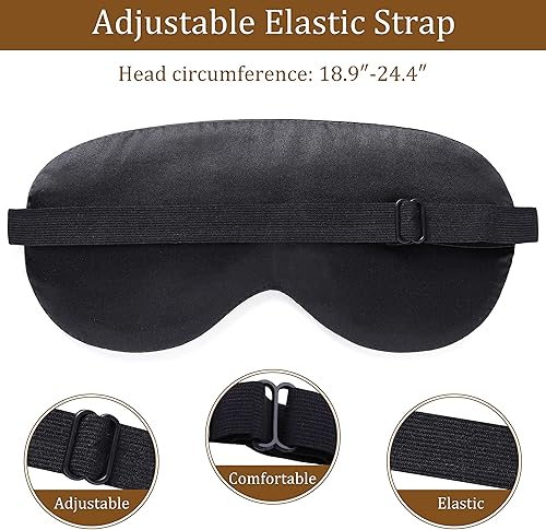 Miniatura 4 de Coucoland 100% seda de morera divertida máscara de ojos para dormir con los ojos vendados para dormir, correas ajustables para la cabeza con dos