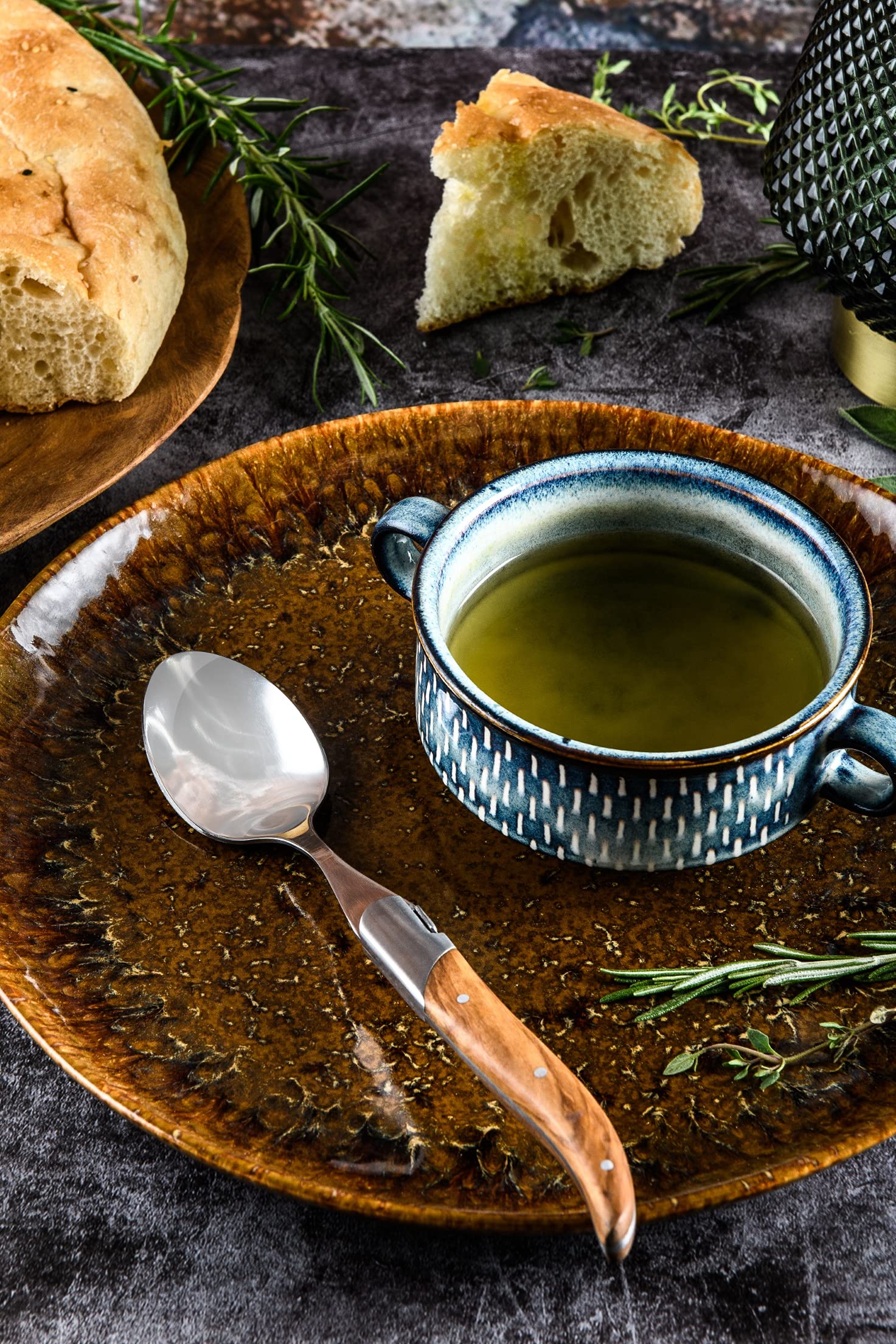 Laguiole Style de Vie Luxury Line - Juego de 6 cucharas de sopa de madera de olivo