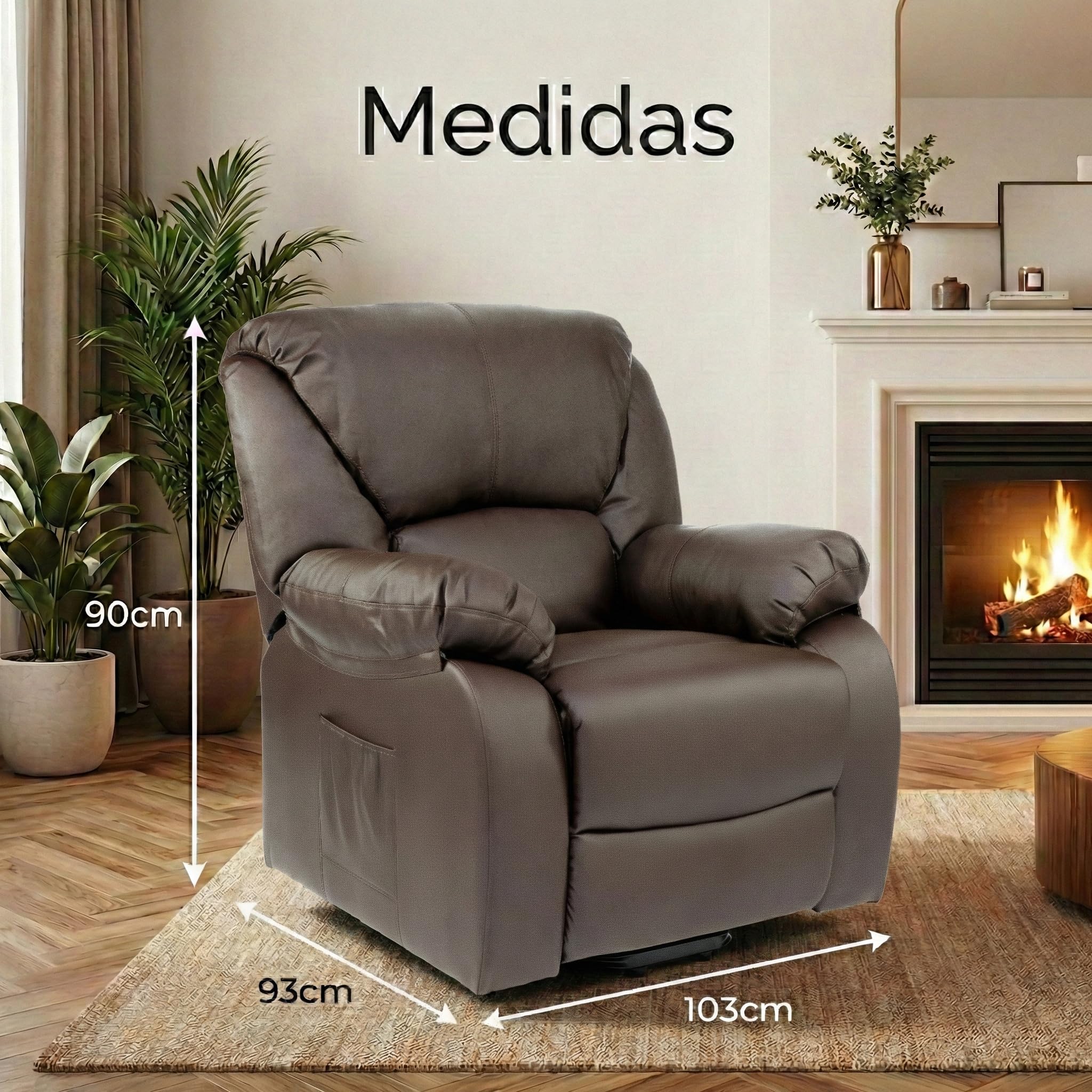 ECODE® Sillon de Relax Reclinable Levantapersonas Electrico con Masaje y Calor Lumbar - Sillones Electricos Stressless Ideales para Personas Mayores