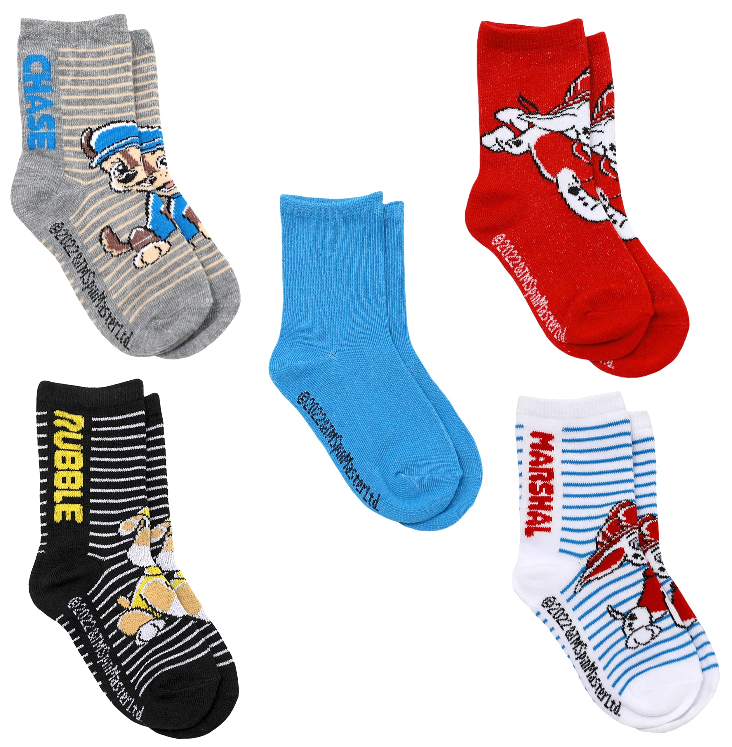 Nickelodeon Paw Patrol - Juego de 5 calcetines de estilo redondo para niños y niños