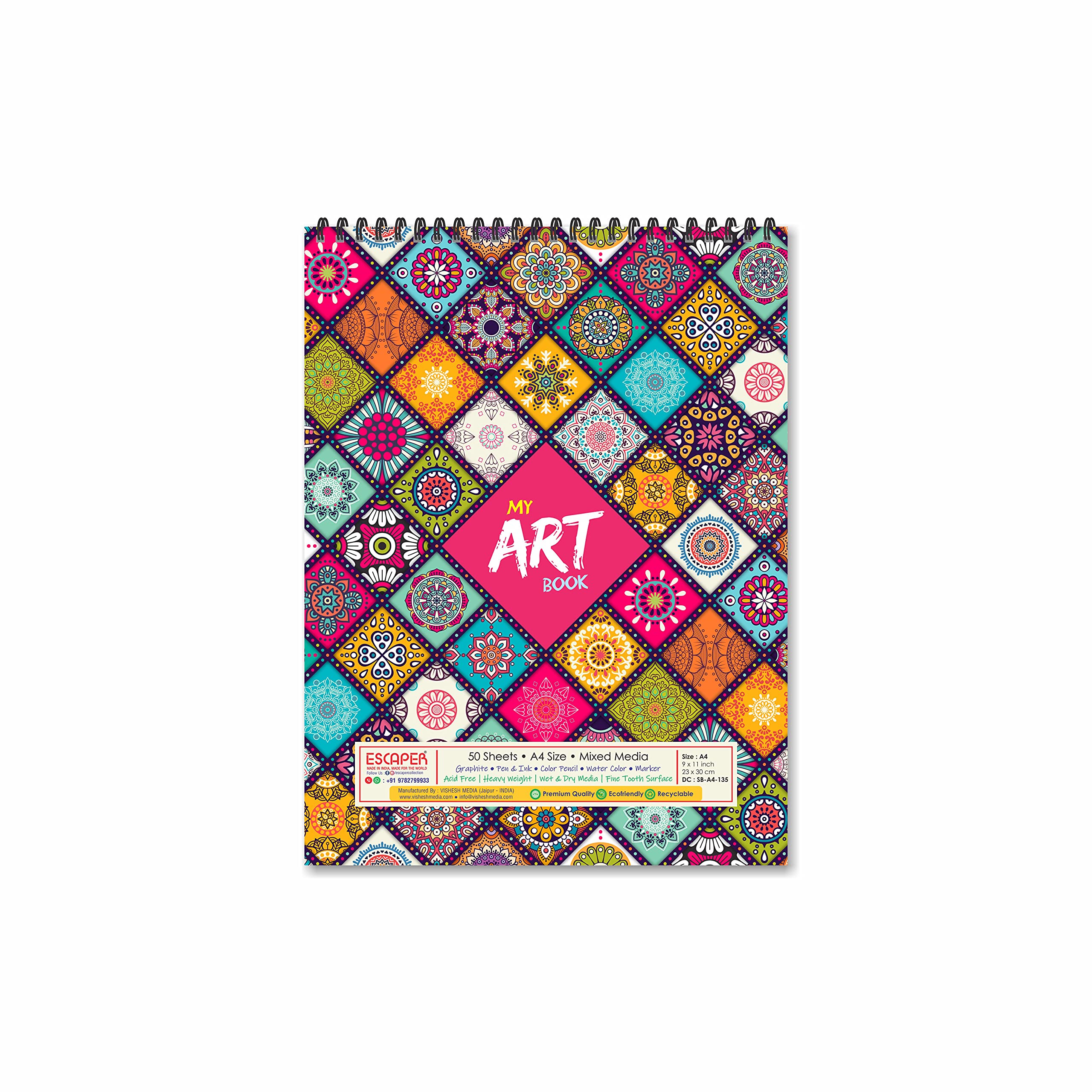 ESCAPER Mandalas Art Sketch Book - A4 Size,50 Sheets (100 Pages) of Professional Artist Paper for Your Creative Endeavors