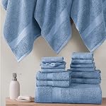 Serviettes de bain en coton Set-18 PC Serviettes Set-4 Ensemble de serviettes de salle de bains, 6 Serviettes de bain, 8 Linge de toilette, Ensembles de serviettes turques doux pour salle de bain - Allure