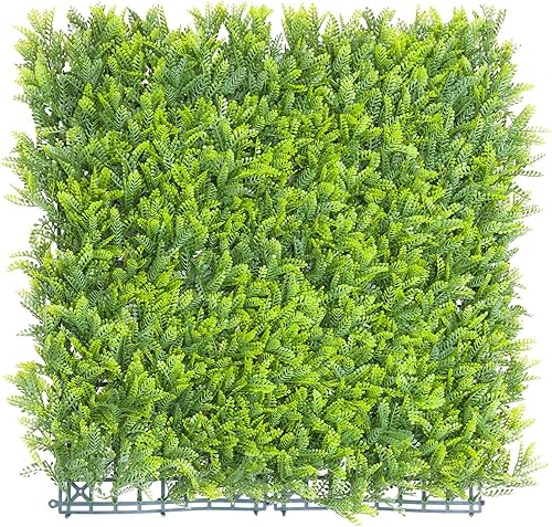 E&K Panel de valla de plantas artificiales de 20 x 20 pulgadas, hojas sintéticas, césped, panel de privacidad para interiores y exteriores (imosa, 6