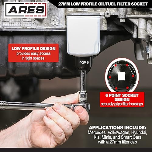 Miniatura 3 de ARES Enchufe de filtro de combustible de perfil bajo de 551.299-1.063 in, diseño de perfil bajo para un fácil acceso, acero al cromo vanadio con