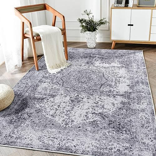 JINCHAN Alfombra persa de 4 x 6 pulgadas, color gris, tradicional, plegable, delgada, retro, para decoración de cocina, para interiores,