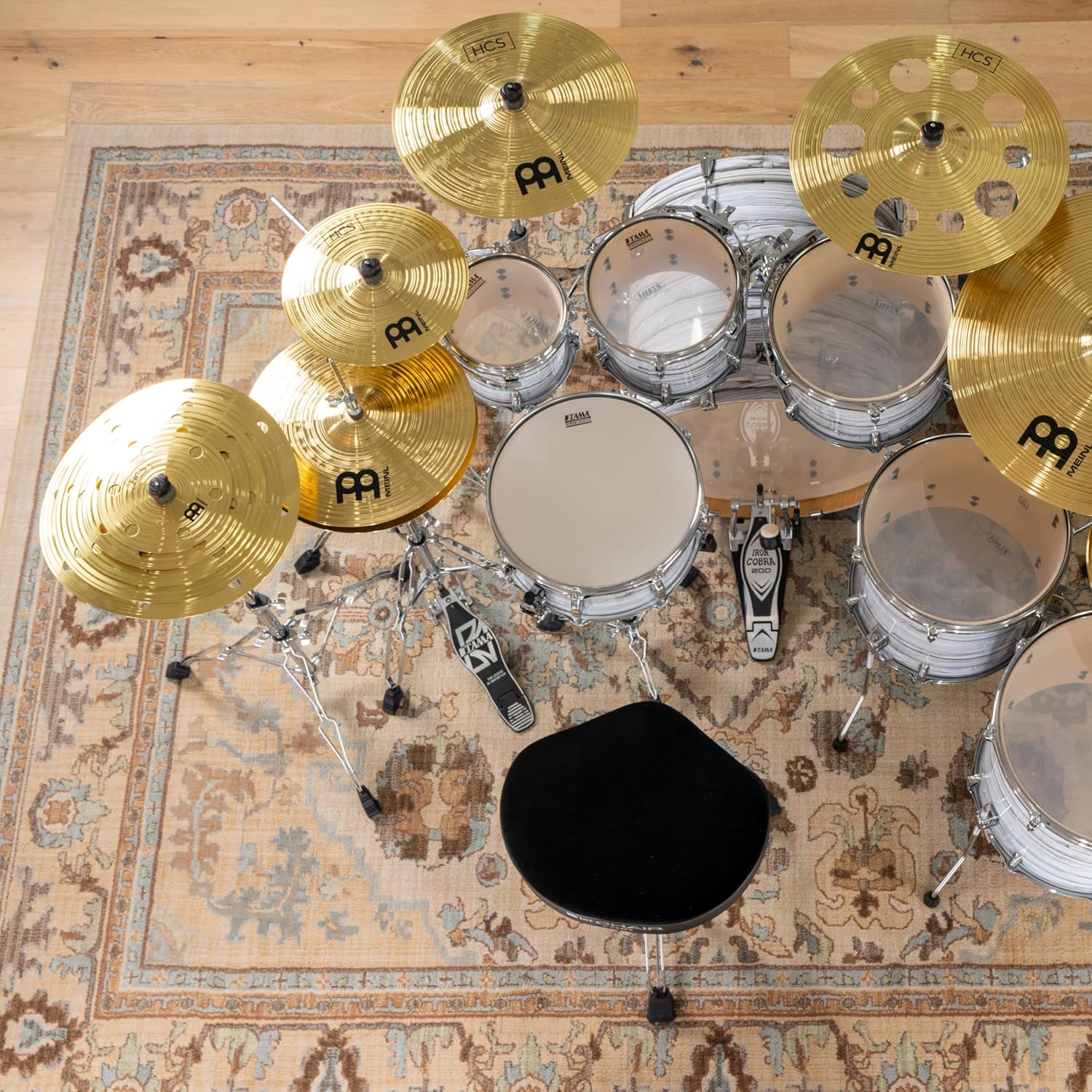 Meinl Cymbals 5-Piece Smack Stack Cymbal Pack with Holes 8", 10", 12", 14", 16" — HCS Traditional Finish Brass for Drum Set — Made in Germany, 2-Year Warranty (HCS80246SM)