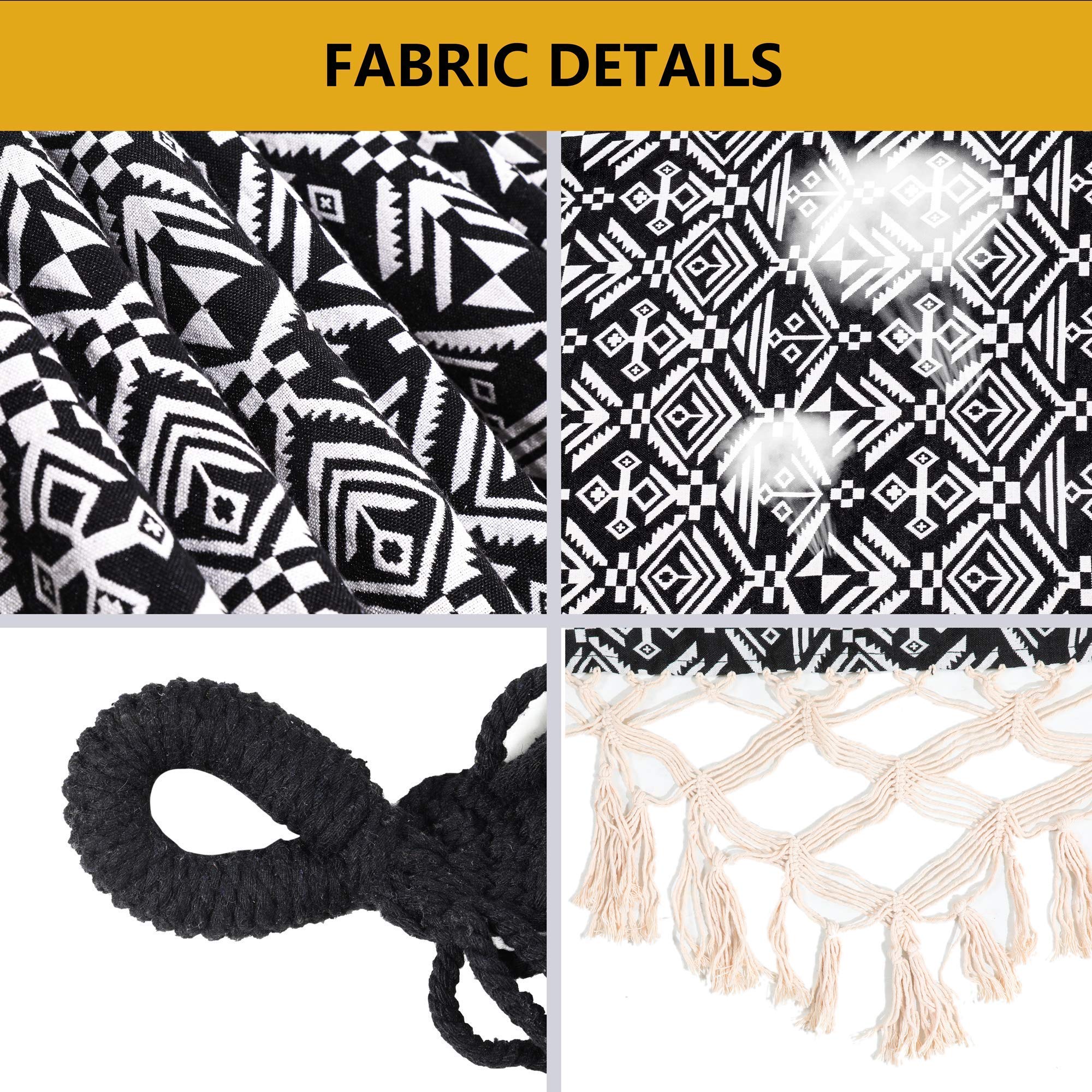 Hamaca de lujo con flecos, tela jacquard con bolsas de transporte, hommocks portátiles para 2 personas en hamaca cama interior y exterior o decoración de boda, 76 pulgadas de largo x 57