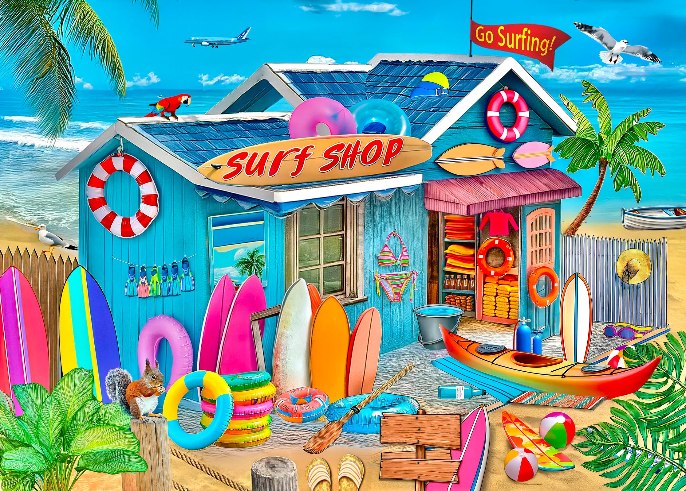 Large Piece 300 Piece Puzzle for Adults Seniors and Kids - Beach Surf Shop