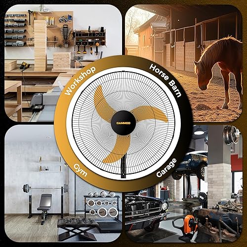 Miniatura 9 de Ventilador oscilante de montaje en pared de 20 pulgadas, control remoto con cable extendido de 3.3 pies y cable de alimentación de 6.6 pies,