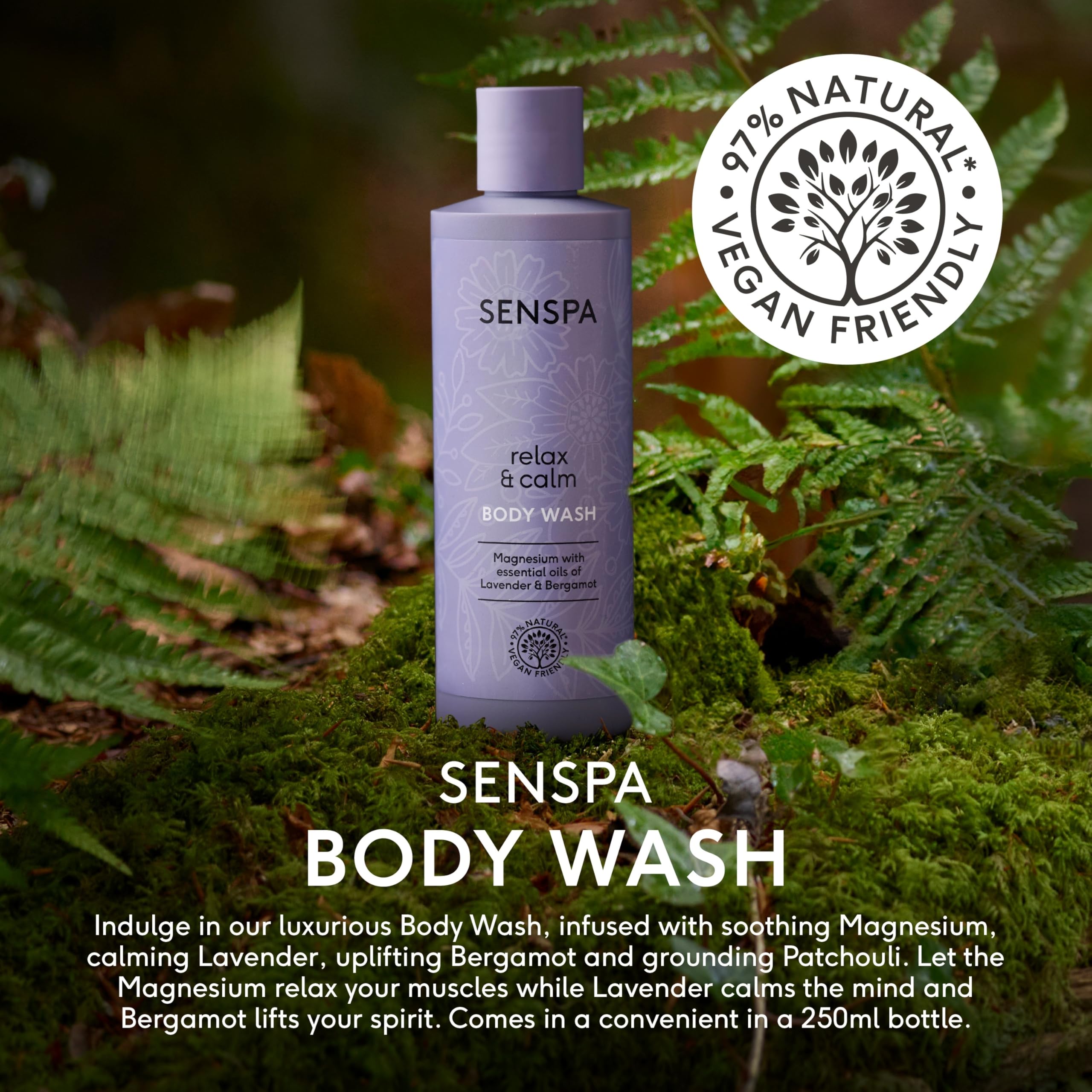 SenSpa Relax & Calm Lavender Body Wash, Vegan Shower Gel, Natural Body Wash with Magnesium, Shower Gel for Women & Men - Image 2