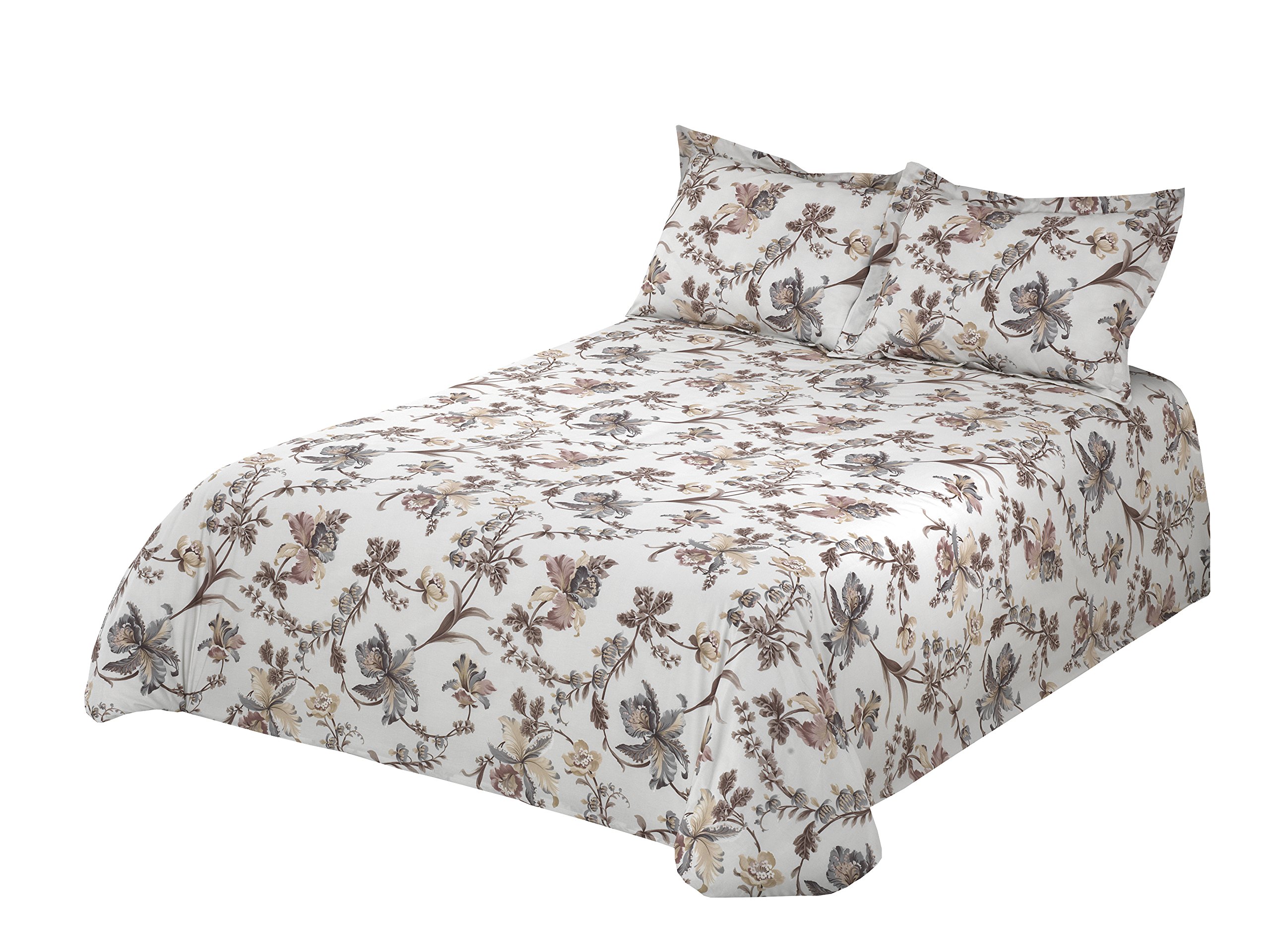 VIANTALA TREVI 104 JUEGO SÁBANA, CAMA 135, ALGODÓN, MARRÓN Y BLANCO.