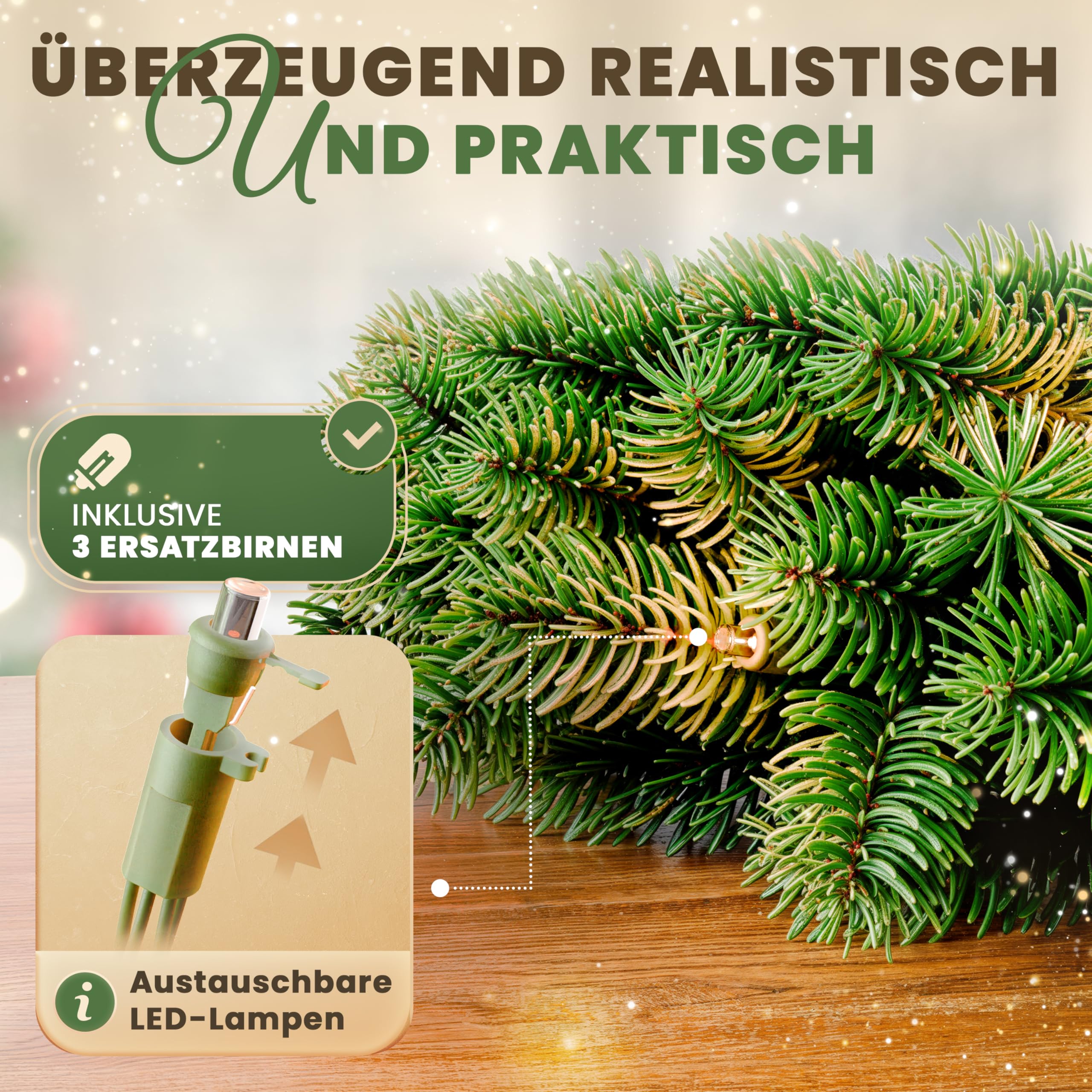 ArtiTree - Weihnachtskranz fr Tr, Adventskranz, Weihnachtsdeko,  Knstlicher Tannenkranz - 80cm (80 cm, mit Beleuchtung) : Amazon.de: Kche,  Haushalt & Wohnen