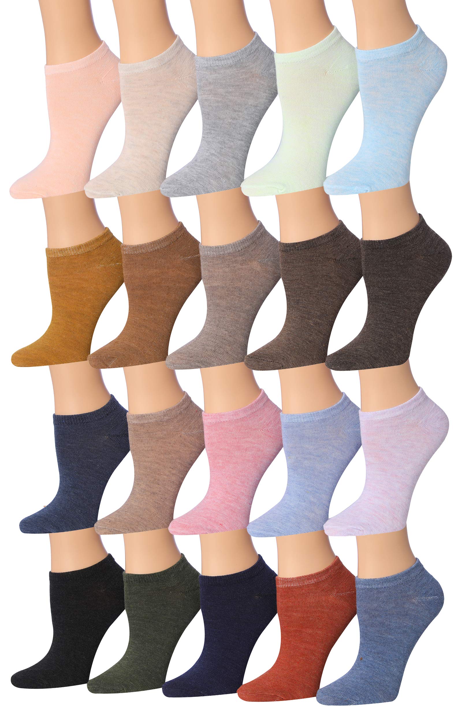 Tipi ToeWomen's 20 Pairs Colorful Patterned Low Cut/No Show Socks