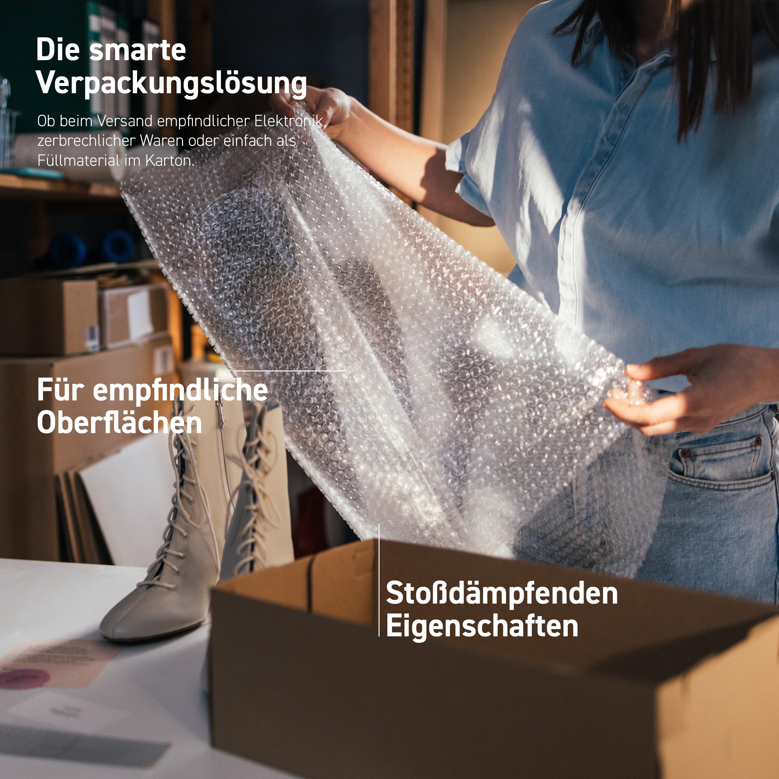 Rotolo di pluriball Premium 50 m – Made in Germany – Imbottitura 60 my per trasloco e spedizione – Pellicola a nodi (30, 40 cm x 10 m)