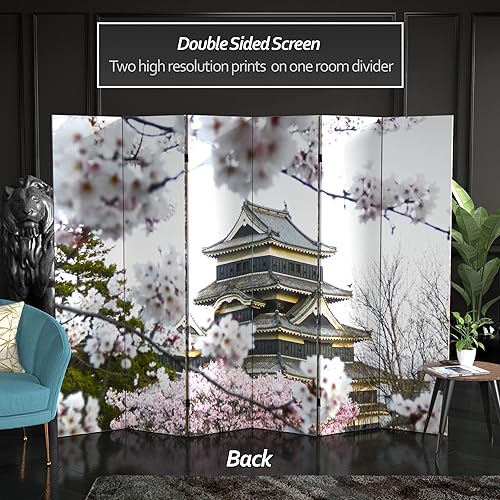 Miniatura 8 de Red Lantern Divisor de habitación de lona de caballos de doble cara de 6 pies de alto, 3 paneles