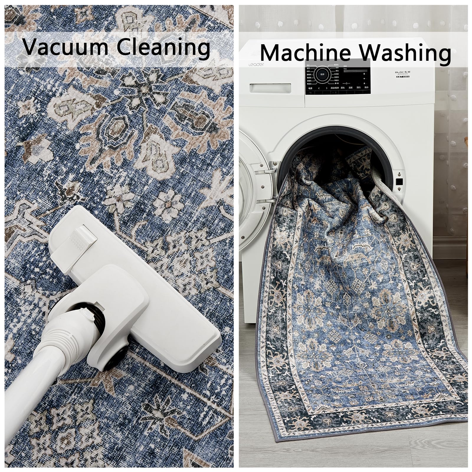 CIBTYHOH Washable Rug Rugs Living Room Carpet for Bedroom Vintage-Inspired Area Rug - Classic Floral Pattern,80 * 150 CM - Image 4