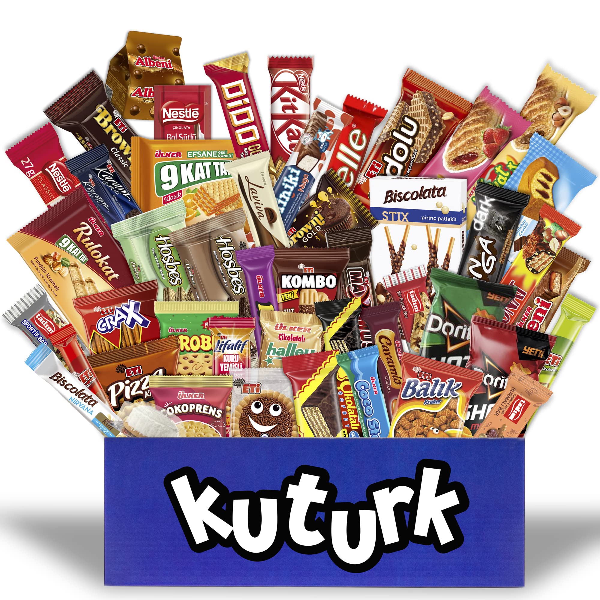 Turkish Goodies Snacks Variety Pack - Dorm, Office Snacks, Movie Candy Variety Pack - Snack Bundle For College Students, Adults, Kids - Cool Foreign Snack Gift Box - International Treats from Turkey - 48ct