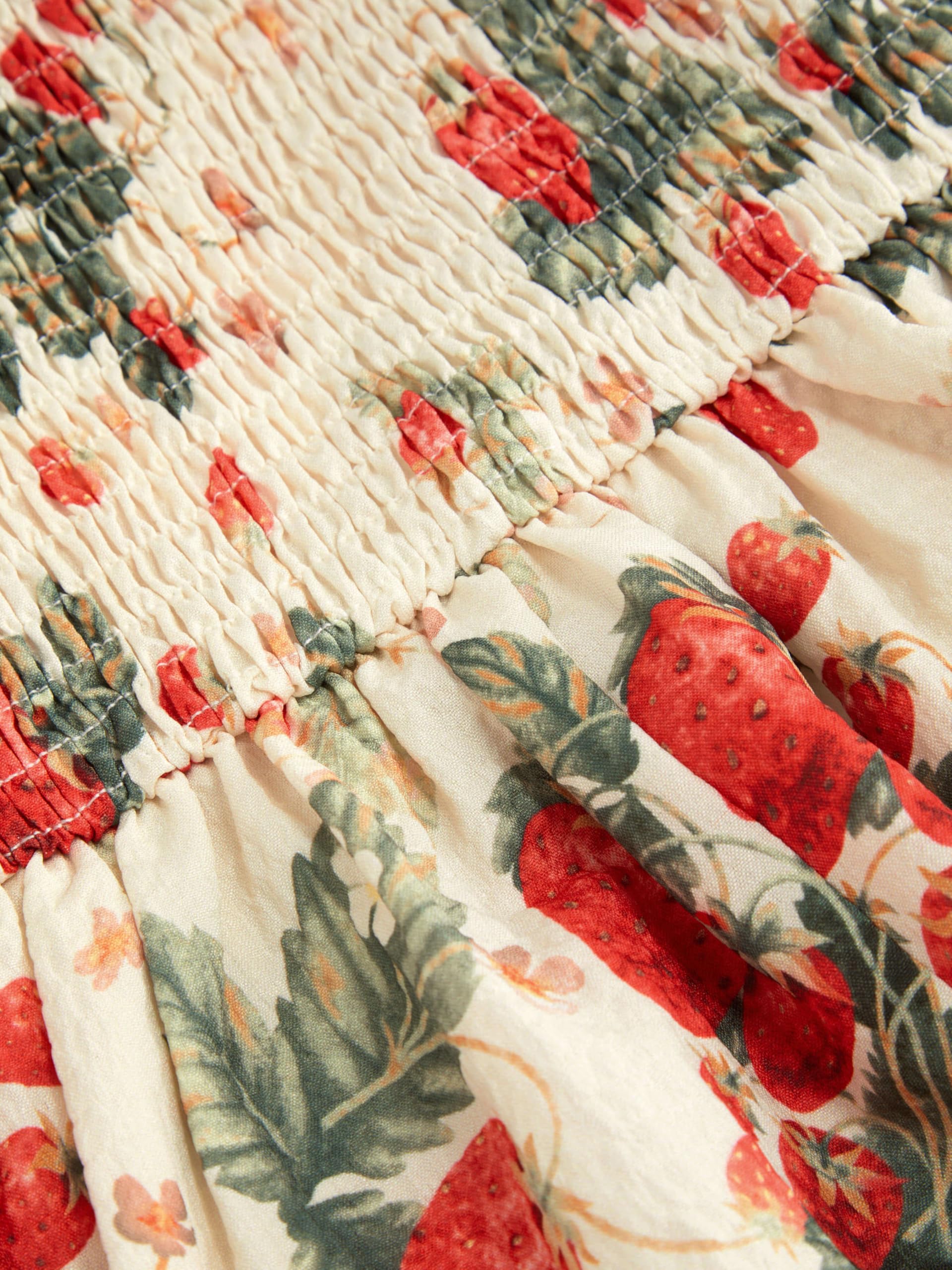 CIDER Damen-Maxikleid mit Erdbeer-Blumenmuster, ärmellos, quadratischer Ausschnitt, fließendes Milchmädchen-Kleid, Cottage-Kern, trendige Sommer-Outfits