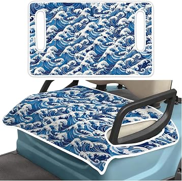 Golf Cart Seat Covers, Blue Golf Cart Seat Towel Blanket Club Car for Golf Lover, Wave Golf Cart Accessories, Keep Seat Comfortable and Cool for 2-Seat Golfs Carts, Gifts for Christmas Thanksgiving