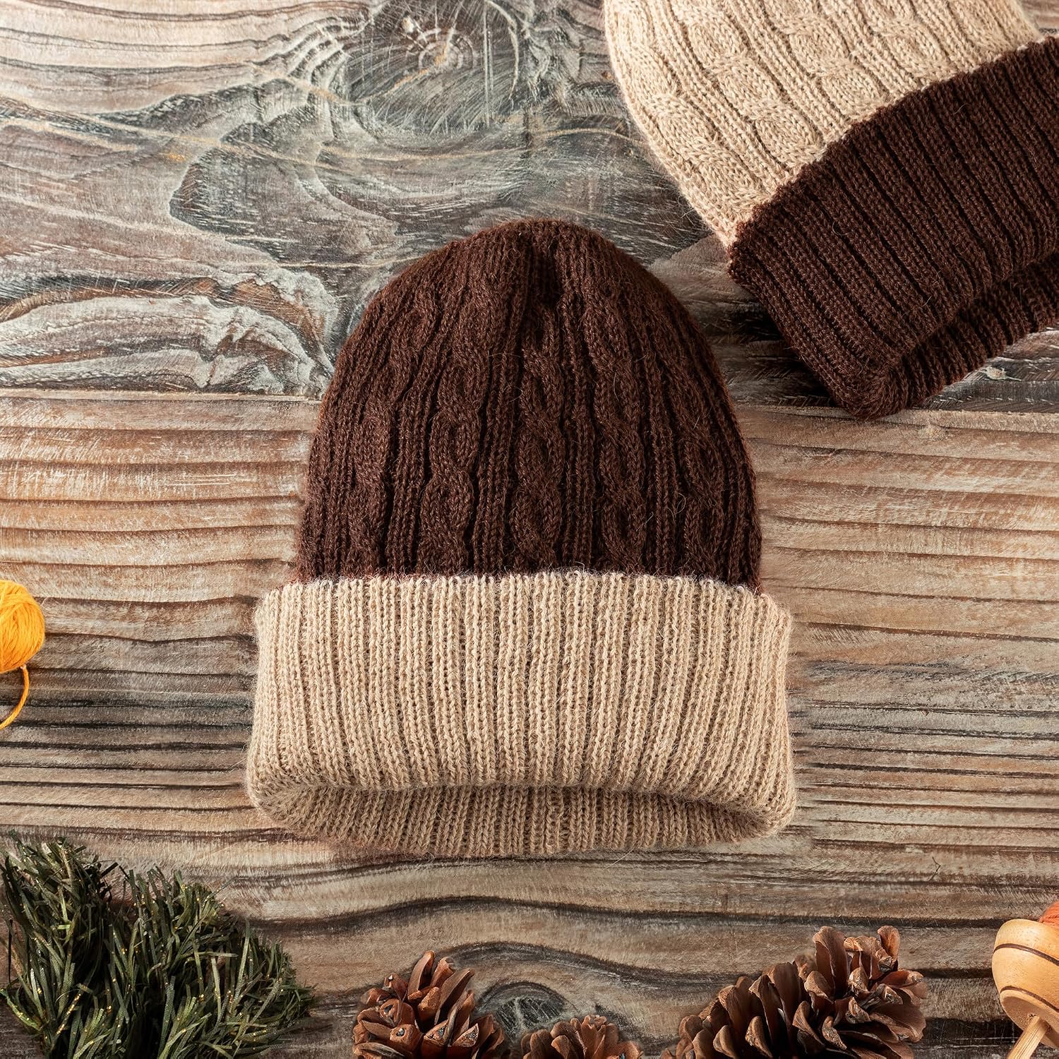NOVICA Artisan Handmade Reversible 100% Alpaca Hat Peruvian Artisan Brown Cable Wool Accessories Hats Earthtone Knit Solidcable ' Warm and Comfy'
