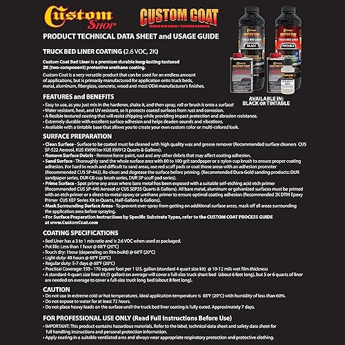 Miniatura 7 de Custom - Kit de revestimiento de uretano negro de 0875galones con pistola de aerosol con regulador