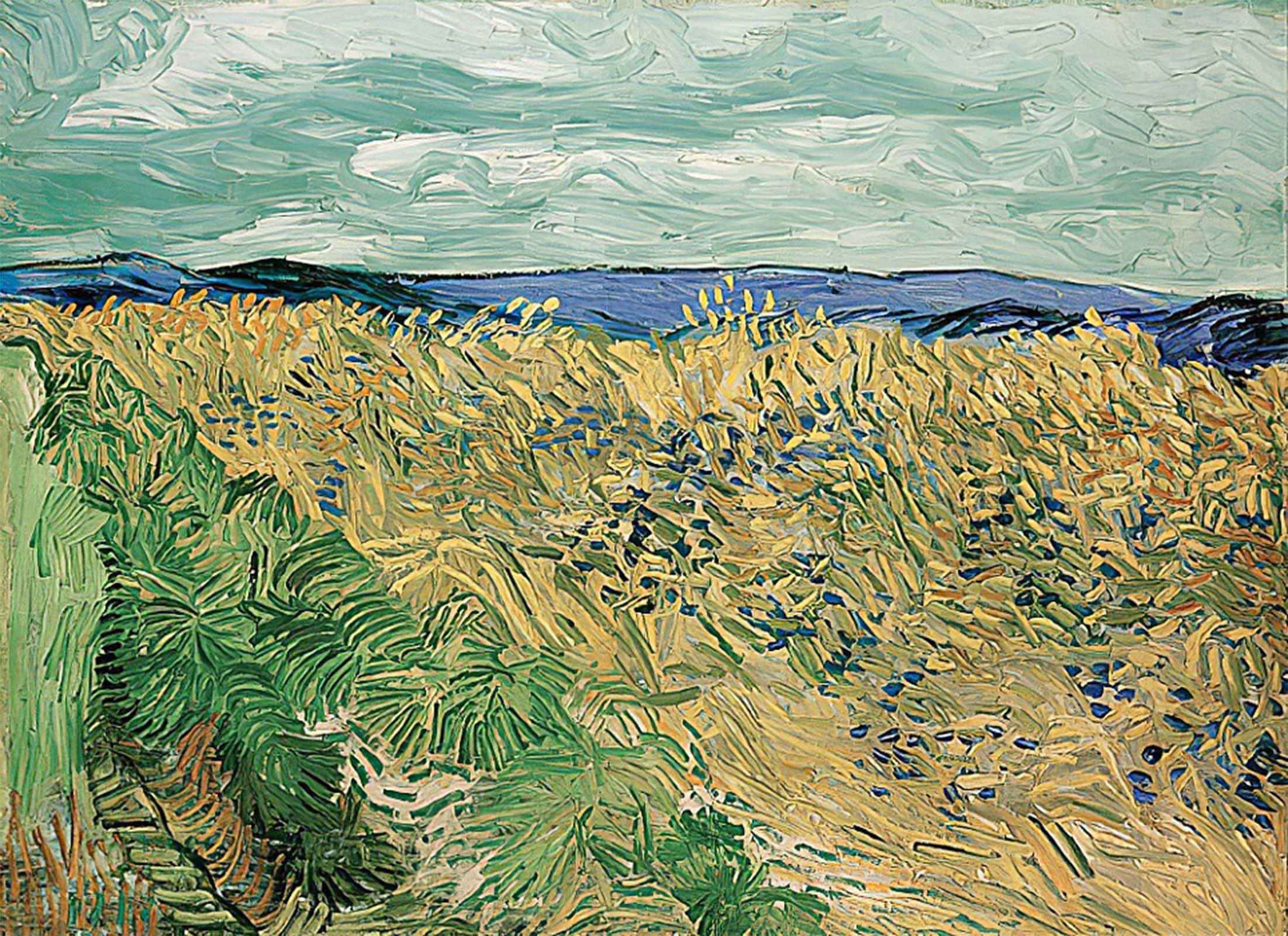 ARTXLXXBN Famous Print Painting Colorful Art Print Wheat Field With Cornflowers Auvers-sur-oise Canvas Art Decorations for Home Decor 60x90cm