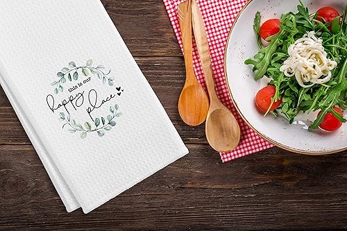 Miniatura 2 de QIYUHOY This is Our Happy Place - Toallas de cocina florales de 16 x 24 pulgadas, paños de cocina modernos de algodón, paño de cocina, saco de