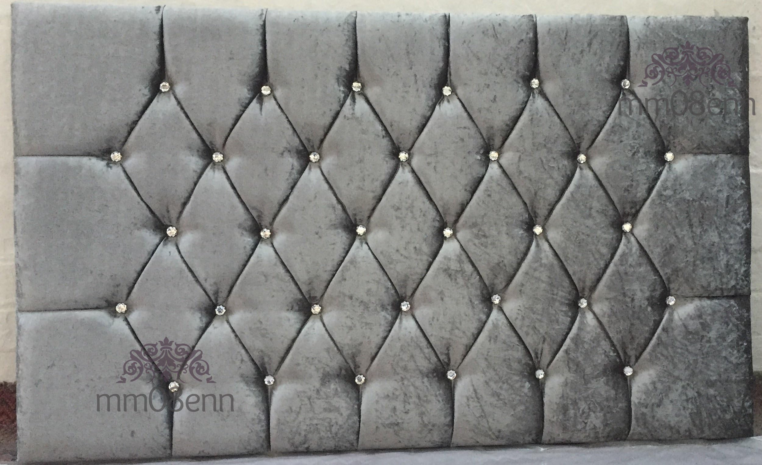 mm08enn Alton Crystal Diamante 30" Height Bed Headboard in Crush Velvet