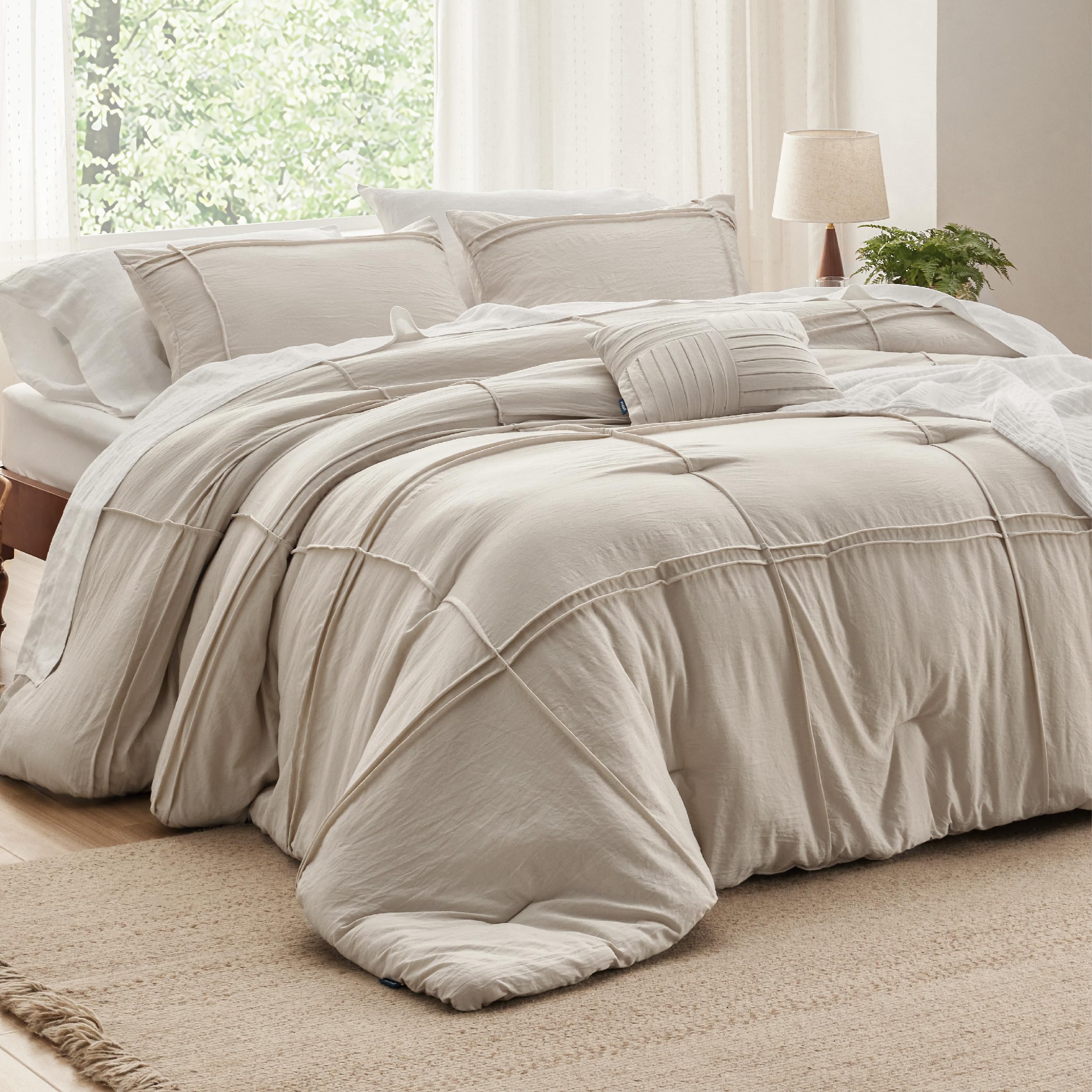 Set Copripiumino Queen Size Bedsure 3 Pezzi Beige | Morbido Pre-lavato Per Tutte Le Stagioni | Piumino Leggero 228x228 Cm + 2 Federe | Biancheria Da Letto OEKO-TEX