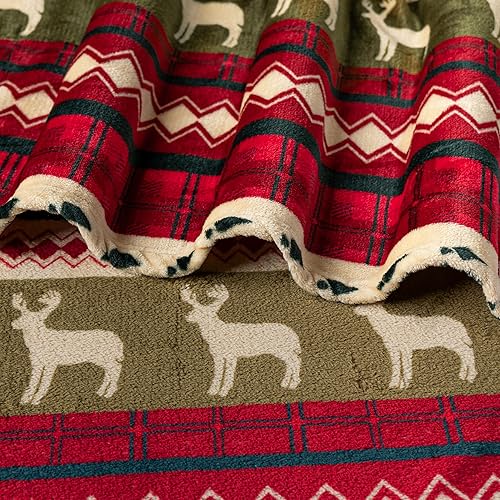 Miniatura 6 de PAVILIA Manta de Navidad  Manta roja de forro polar navideño  Suave, afelpada, cálida manta de invierno para cabaña, 50 x 60 pulgadas (Navidad roja)
