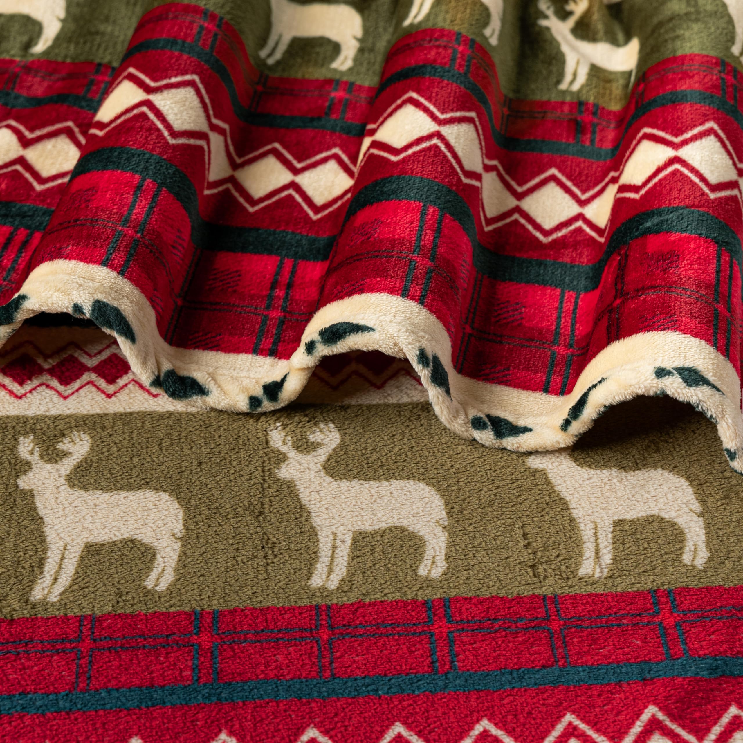 Couverture De Noël En Flanelle - Motif Rennes Et Flocons - Tailles S à XL (75x100cm à 150x200cm) - Décoration Hiver Douce - 13