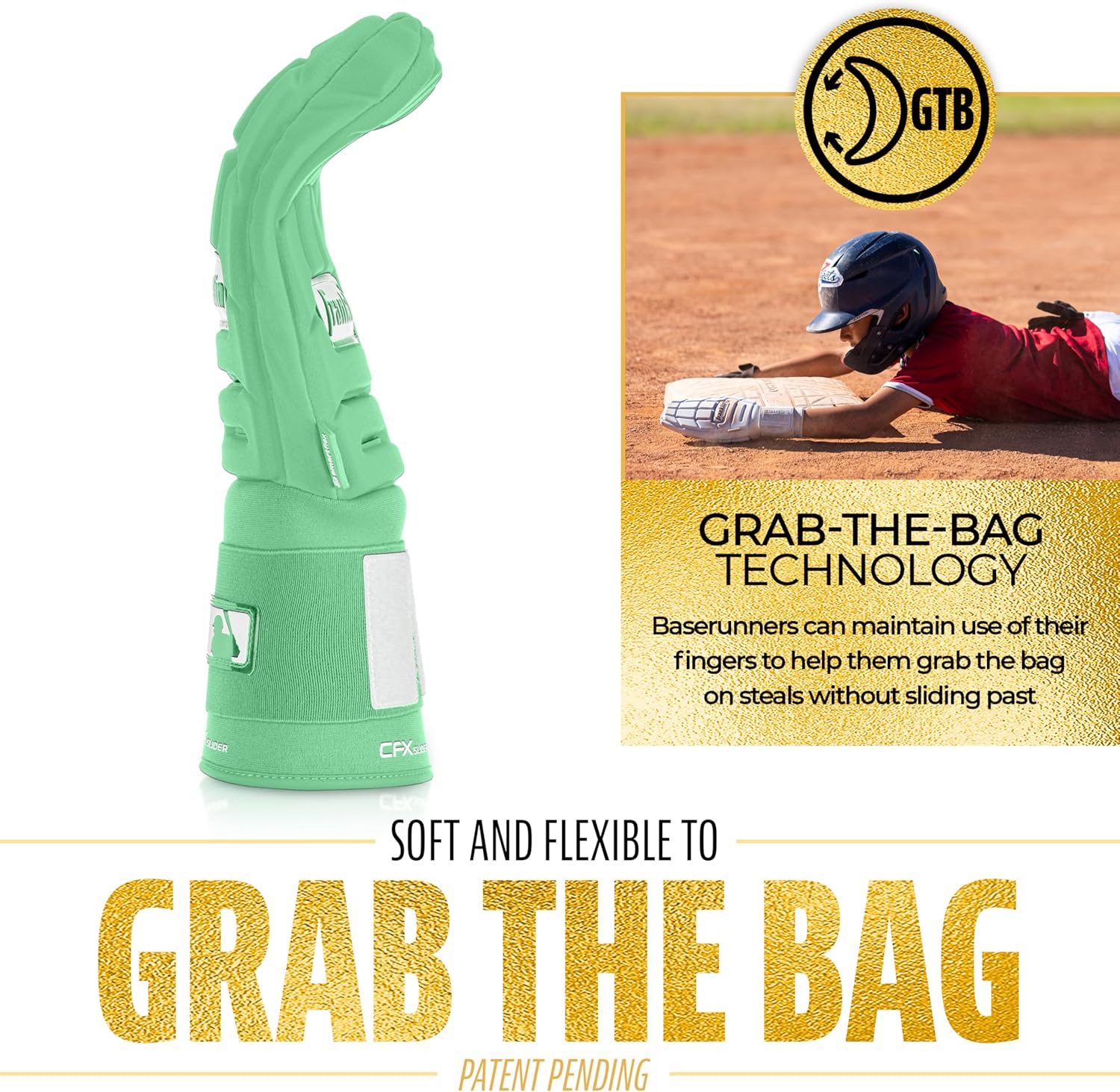 Franklin Sports MLB Baseball + Softball Sliding Mitt - CFX PRT Adult + Youth Protective Baserunning Sliding Gloves - Left + Right Hand Mitt - Hand + Wrist Protector for Running - Kids + Adults Sizes