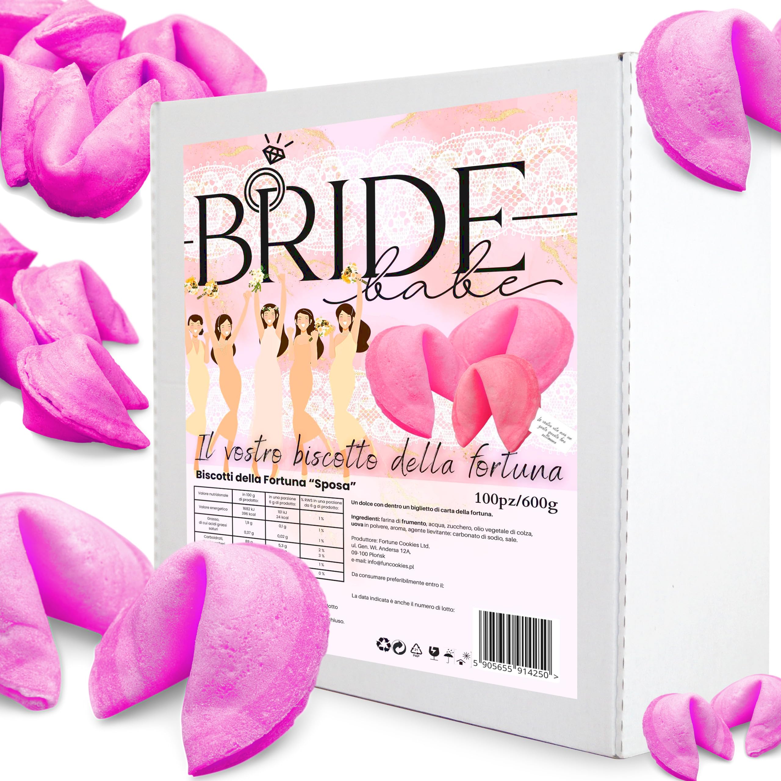 Biscotti della Fortuna Cinesi, Biglietti Profetici, come regalo, biscotti rosa, per gli ospiti, per una festa, addio al nubilato, Sapore Vaniglia (100 pezzi)