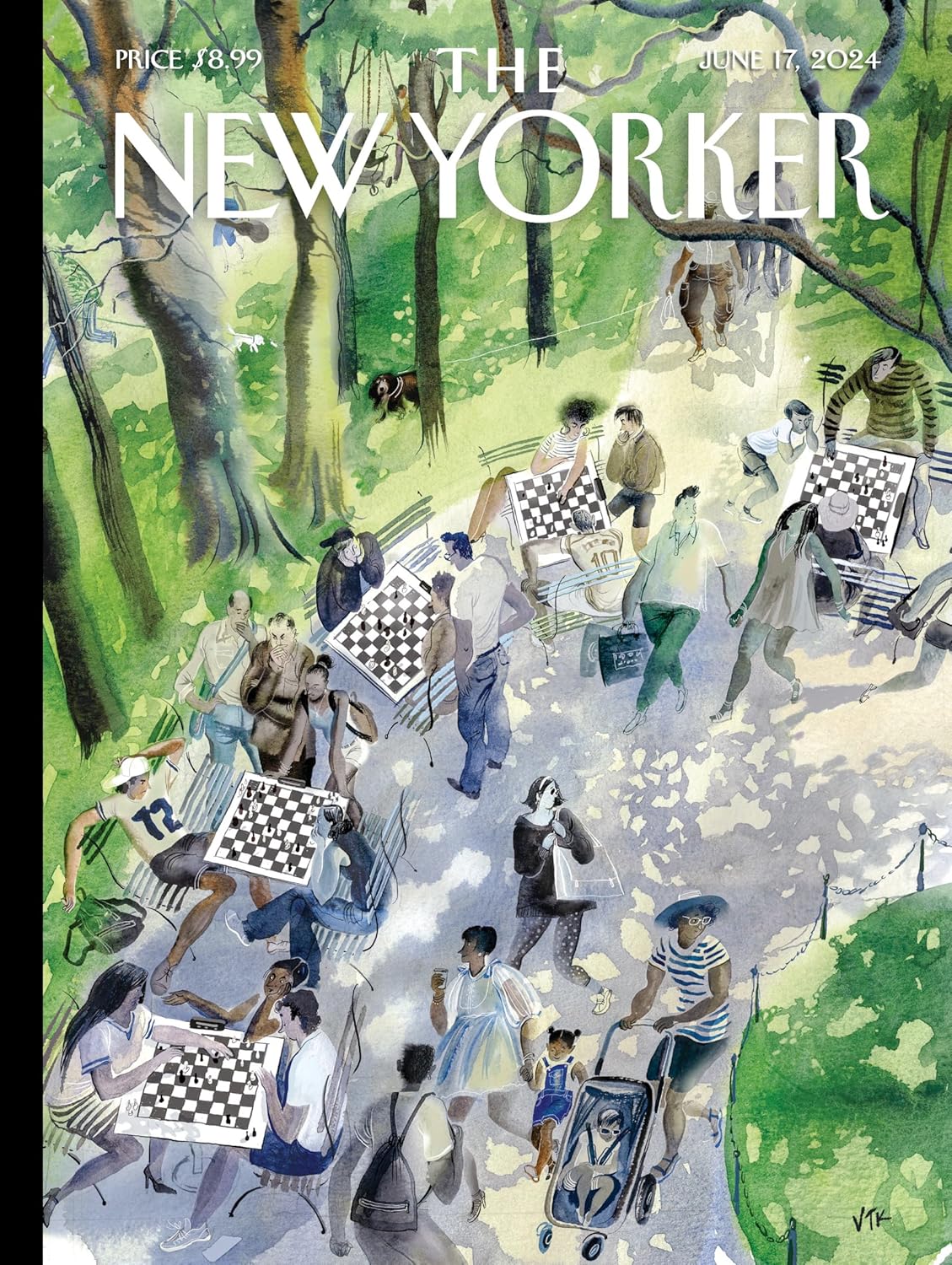 New York Puzzle Company - New Yorker Pawns in The Park - 1000 Piece Jigsaw Puzzle for Family Game Nights by Victoria Tentler-Krylov